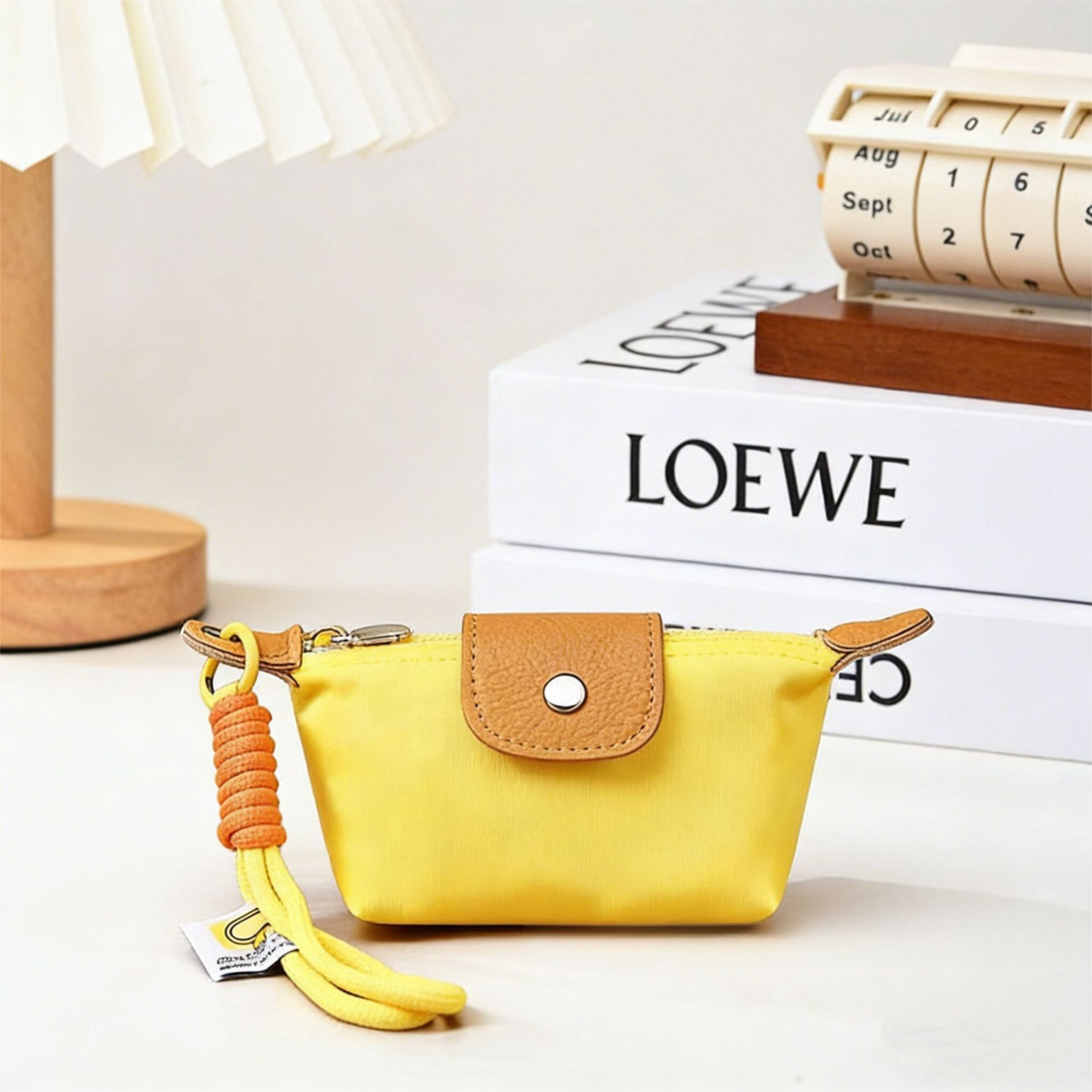 Yellow Mini Nylon Coin Purse with Wrist Strap - Compact Zipper Key Holder Pouch for Cards Lipstick and Earphones - Image 1