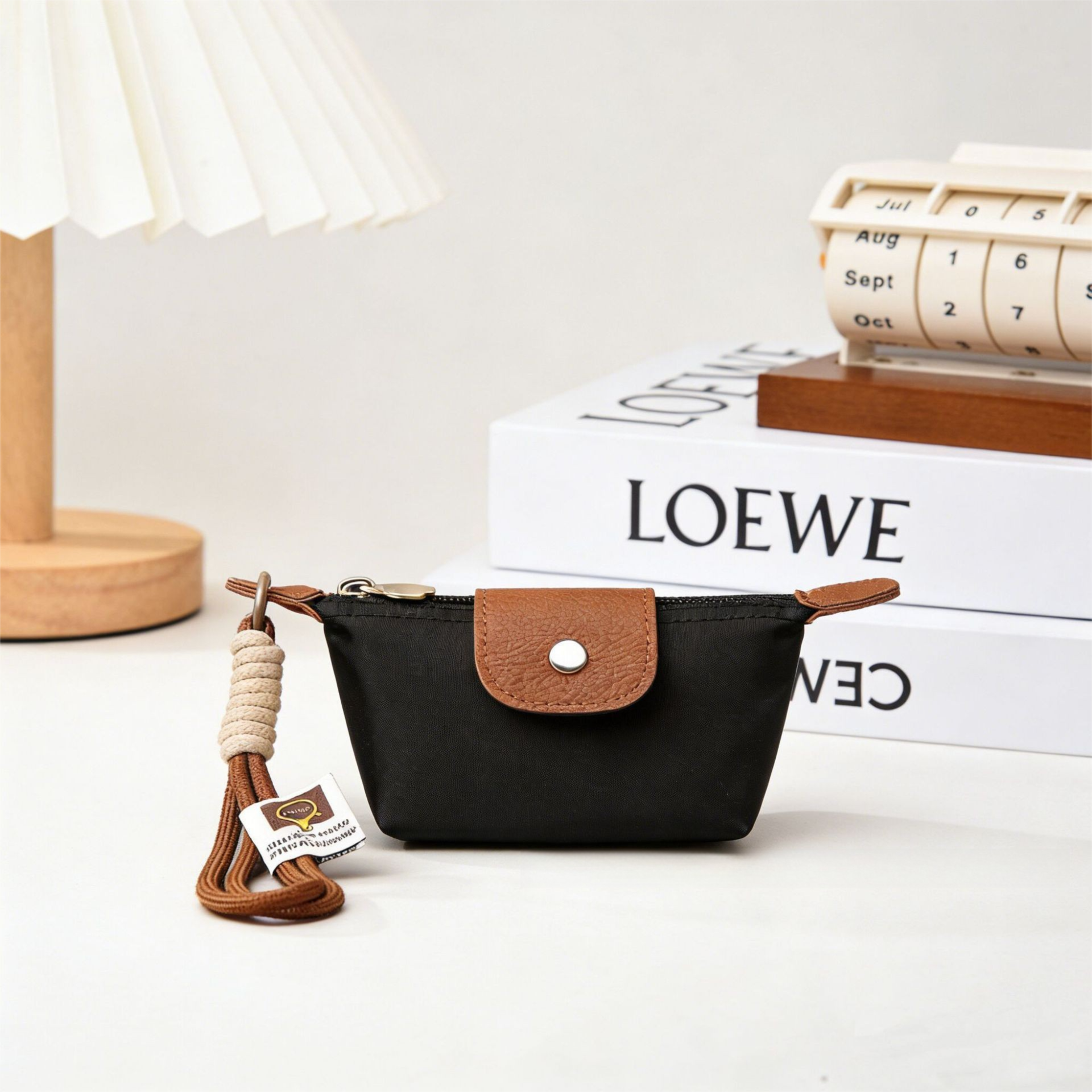 Black Mini Nylon Coin Purse with Wrist Strap - Compact Zipper Key Holder Pouch for Cards Lipstick and Earphones - Image 1