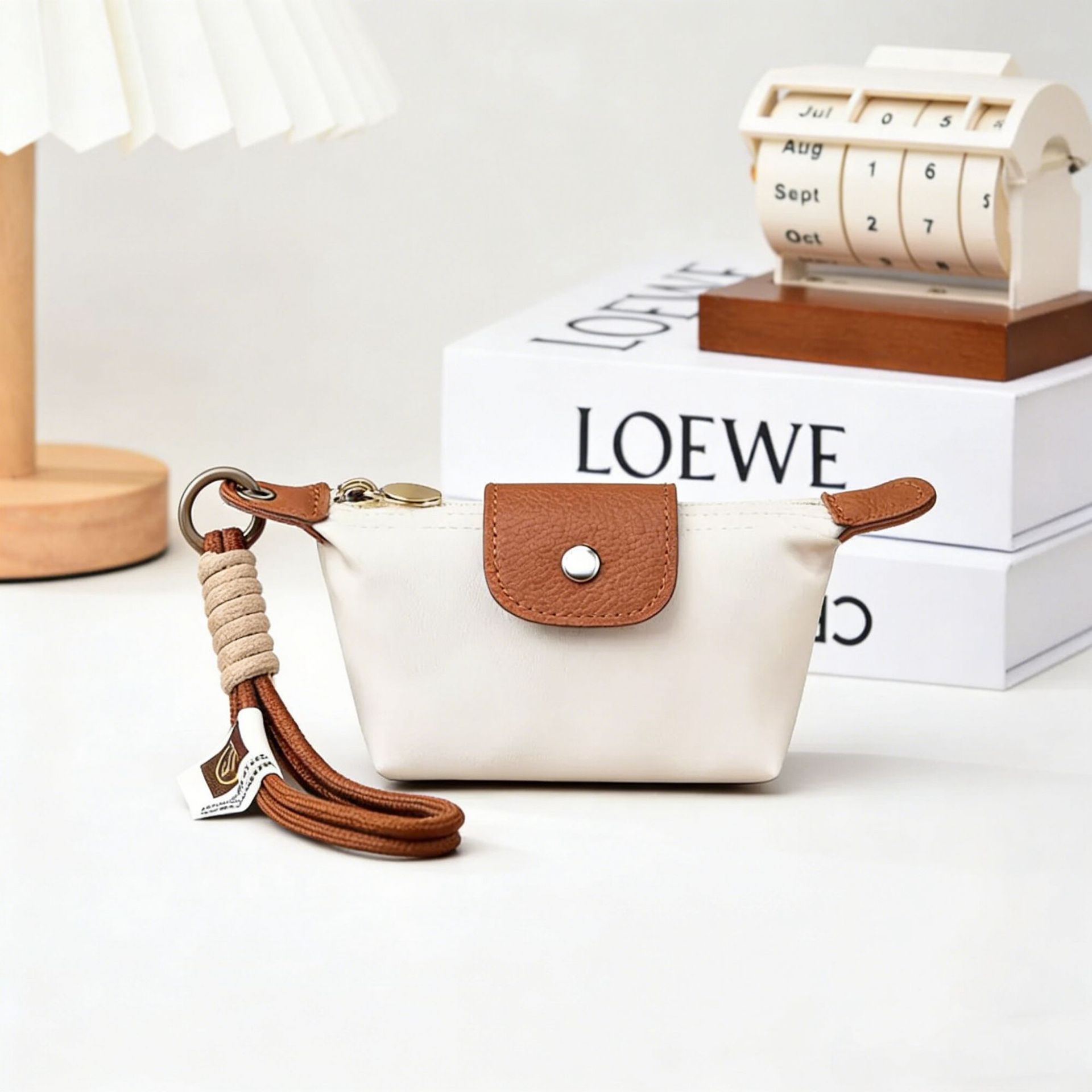 White Mini Nylon Coin Purse with Wrist Strap - Compact Zipper Key Holder Pouch for Cards Lipstick and Earphones - Image 1