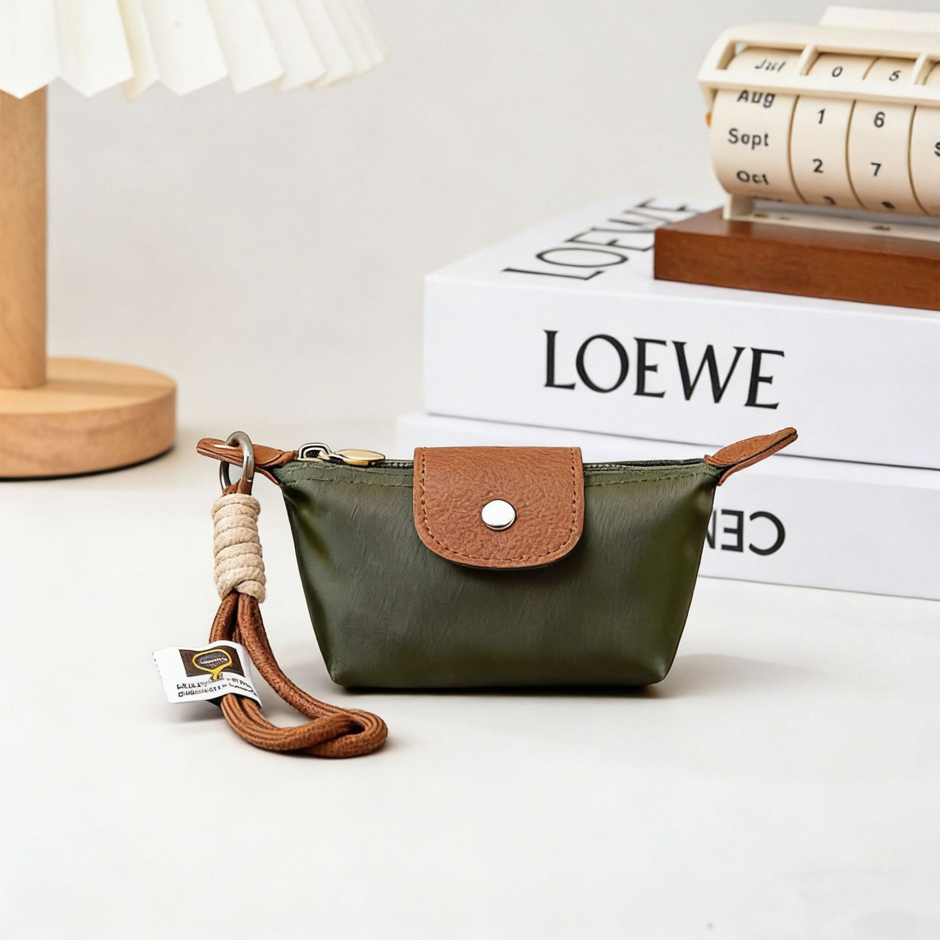 Green Mini Nylon Coin Purse with Wrist Strap - Compact Zipper Key Holder Pouch for Cards Lipstick and Earphones - Image 1