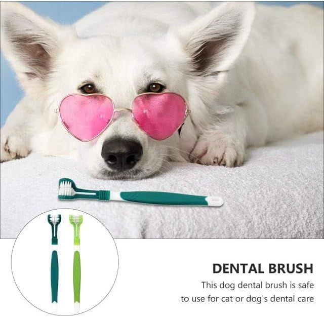 3-Sided Pet Toothbrush 4-Pack - Soft Bristle Dog Cat Dental Care Brush Set - Image 3