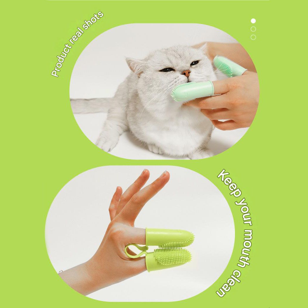 5-Pack Pink Double Finger Pet Toothbrush - Soft TPR Dog Cat Dental Finger Brush Set - Image 3