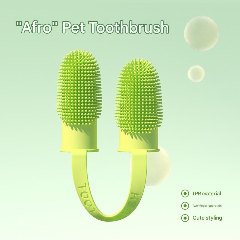 5-Pack Pink Double Finger Pet Toothbrush - Soft TPR Dog Cat Dental Finger Brush Set - Image 4