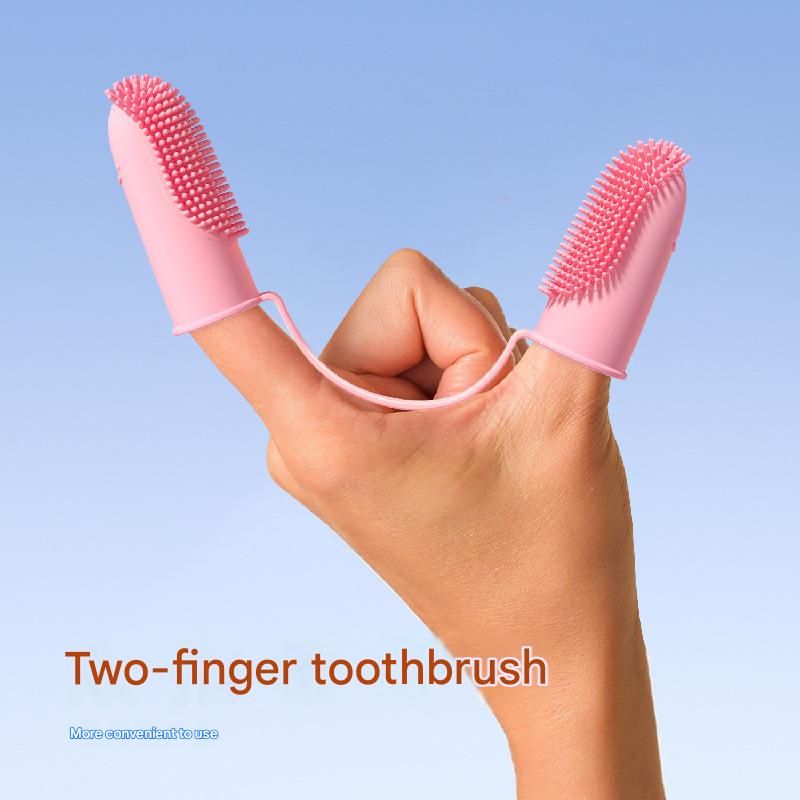 5-Pack Green Double Finger Pet Toothbrush - Soft TPR Dog Cat Dental Finger Brush Set - Image 6