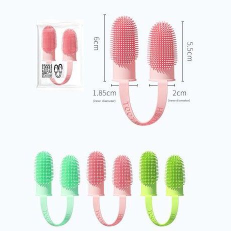 5-Pack Green Double Finger Pet Toothbrush - Soft TPR Dog Cat Dental Finger Brush Set - Image 7