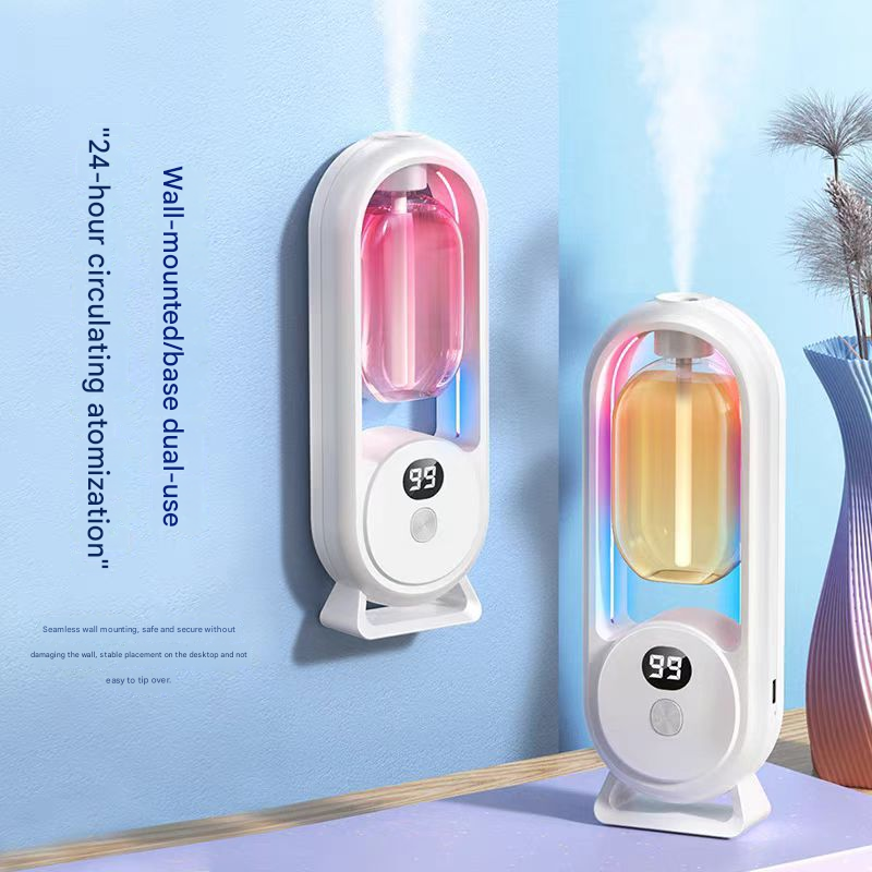 White Smart Aromatherapy Diffuser - Ultrasonic Mist Air Freshener with LED Light and Wall Mount - Image 5