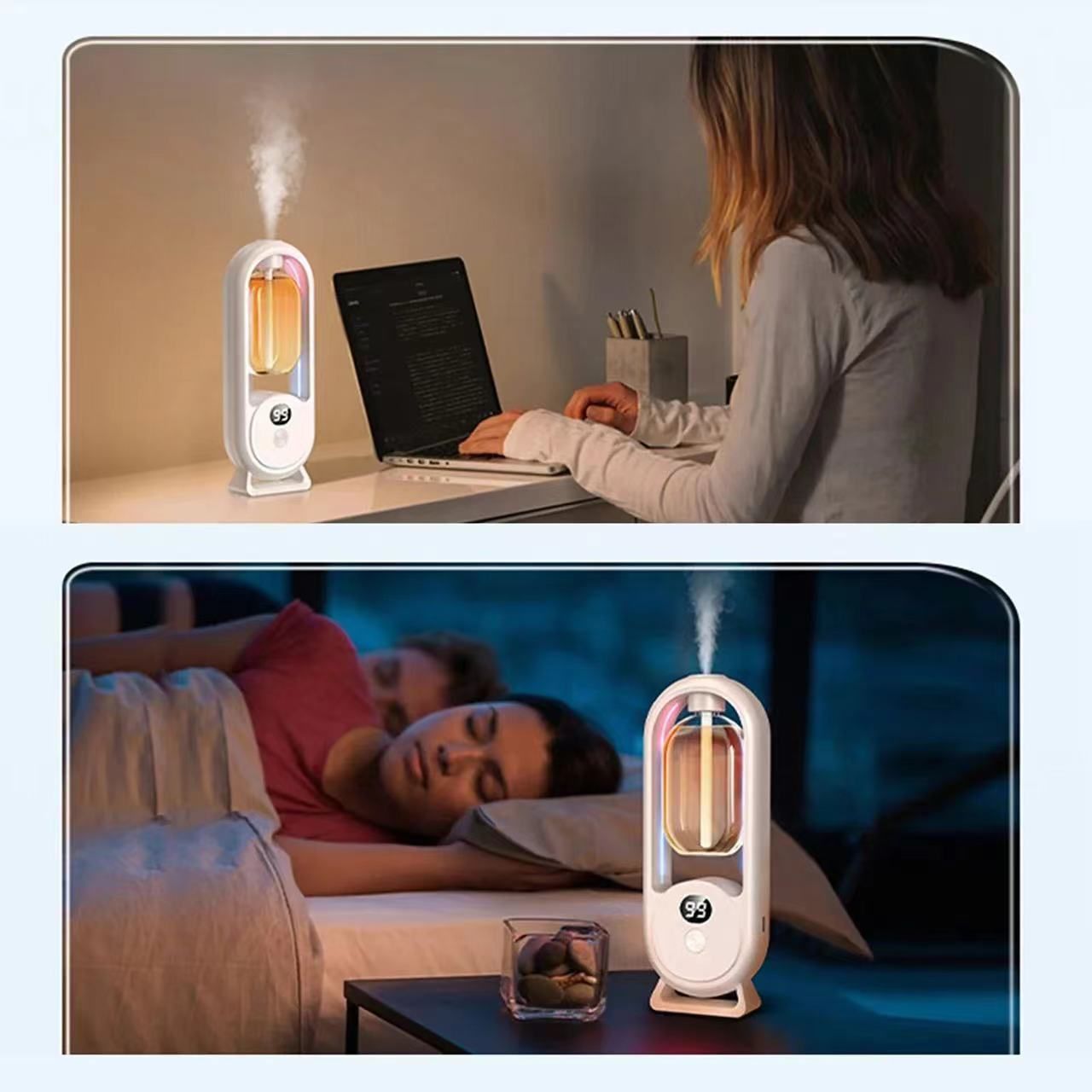Black Smart Aromatherapy Diffuser - Ultrasonic Mist Air Freshener with LED Light and Wall Mount - Image 4