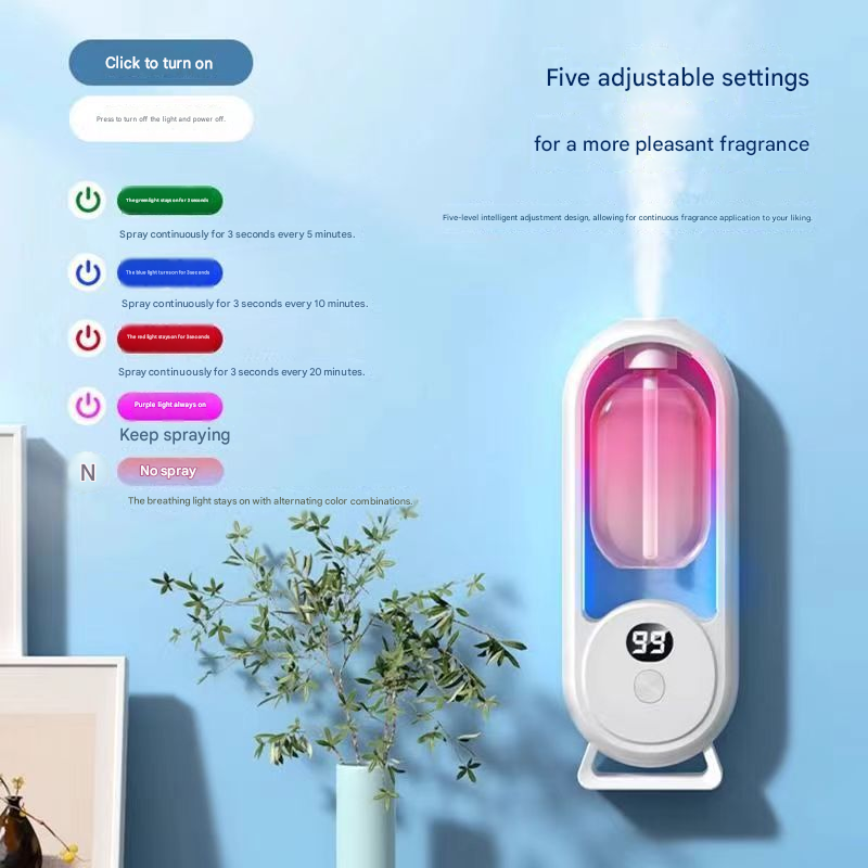 Black Smart Aromatherapy Diffuser - Ultrasonic Mist Air Freshener with LED Light and Wall Mount - Image 6