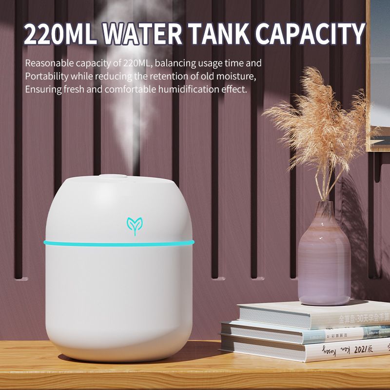 White Mini USB Humidifier Large Mist - Desktop Ultrasonic Air Humidifier with Colorful LED Light - Image 4