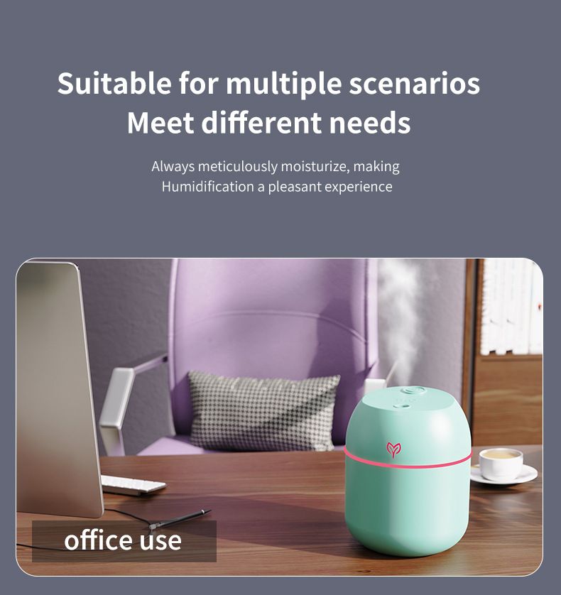 White Mini USB Humidifier Large Mist - Desktop Ultrasonic Air Humidifier with Colorful LED Light - Image 5