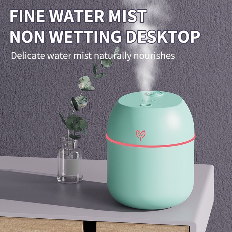 Green Mini USB Humidifier Large Mist - Desktop Ultrasonic Air Humidifier with Colorful LED Light - Image 1