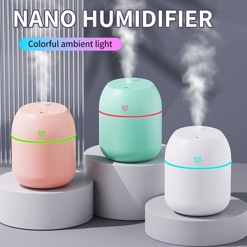 Green Mini USB Humidifier Large Mist - Desktop Ultrasonic Air Humidifier with Colorful LED Light - Image 2