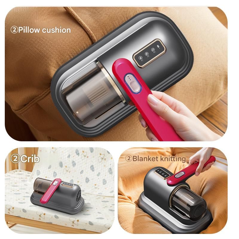 Grey and dark red Wireless Mite Vacuum Cleaner with UV Light - High Suction Handheld Bed Dust Mite Remover - Image 5