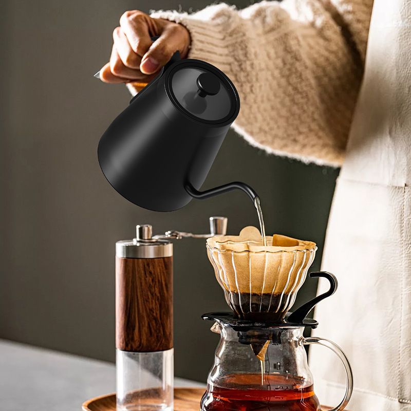 Black Gooseneck Electric Kettle with Temperature Control - 0.8L Smart Pour Over Coffee Kettle - Image 3