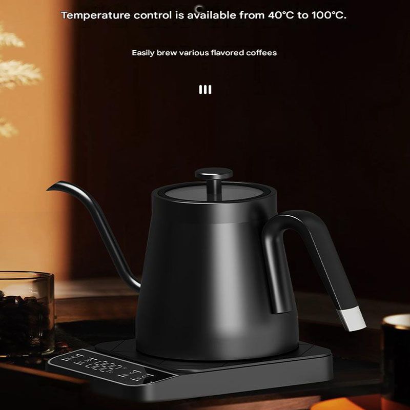 Black Gooseneck Electric Kettle with Temperature Control - 0.8L Smart Pour Over Coffee Kettle - Image 5