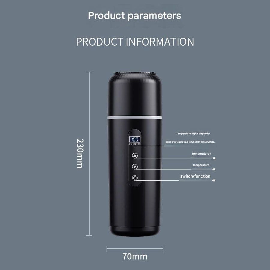 White Portable Car Electric Kettle 12V/24V Universal USB Travel Water Boiler 500ml 316 Stainless Steel Smart Temperature Control - Image 8