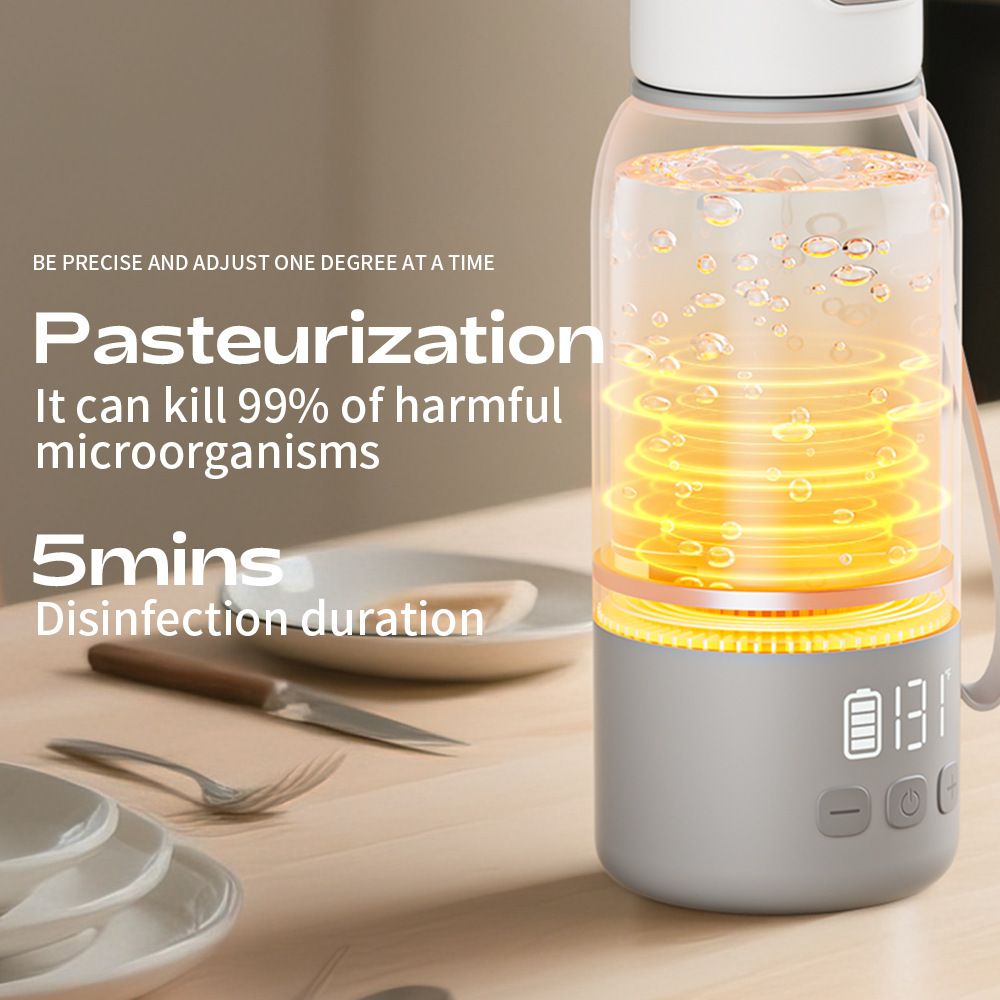 Green Portable Constant Temperature Electric Water Cup 450ml 100W Rechargeable Baby Formula Maker with 316 Stainless Steel - Image 3