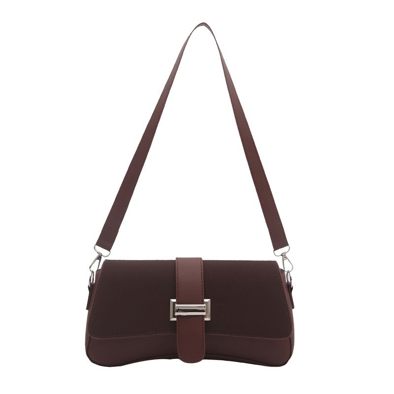 Coffee color Fashion Retro Crossbody Bag French Chic Small Shoulder Bag Women’s Baguette Underarm Bag - Image 1