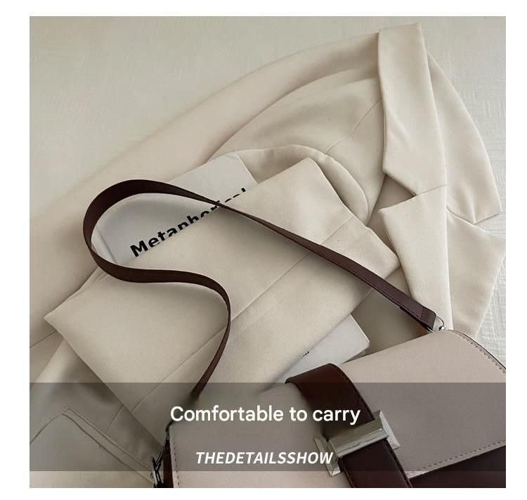 Coffee color Fashion Retro Crossbody Bag French Chic Small Shoulder Bag Women’s Baguette Underarm Bag - Image 3
