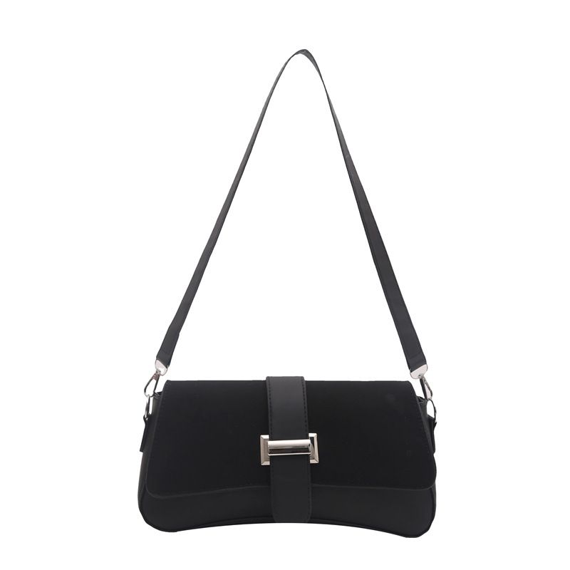Black Fashion Retro Crossbody Bag French Chic Small Shoulder Bag Women’s Baguette Underarm Bag - Image 1
