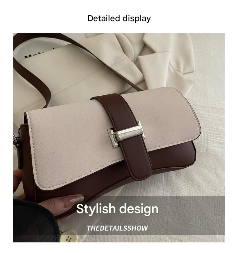 Black Fashion Retro Crossbody Bag French Chic Small Shoulder Bag Women’s Baguette Underarm Bag - Image 2