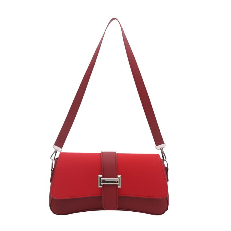 Red Fashion Retro Crossbody Bag French Chic Small Shoulder Bag Women’s Baguette Underarm Bag - Image 1