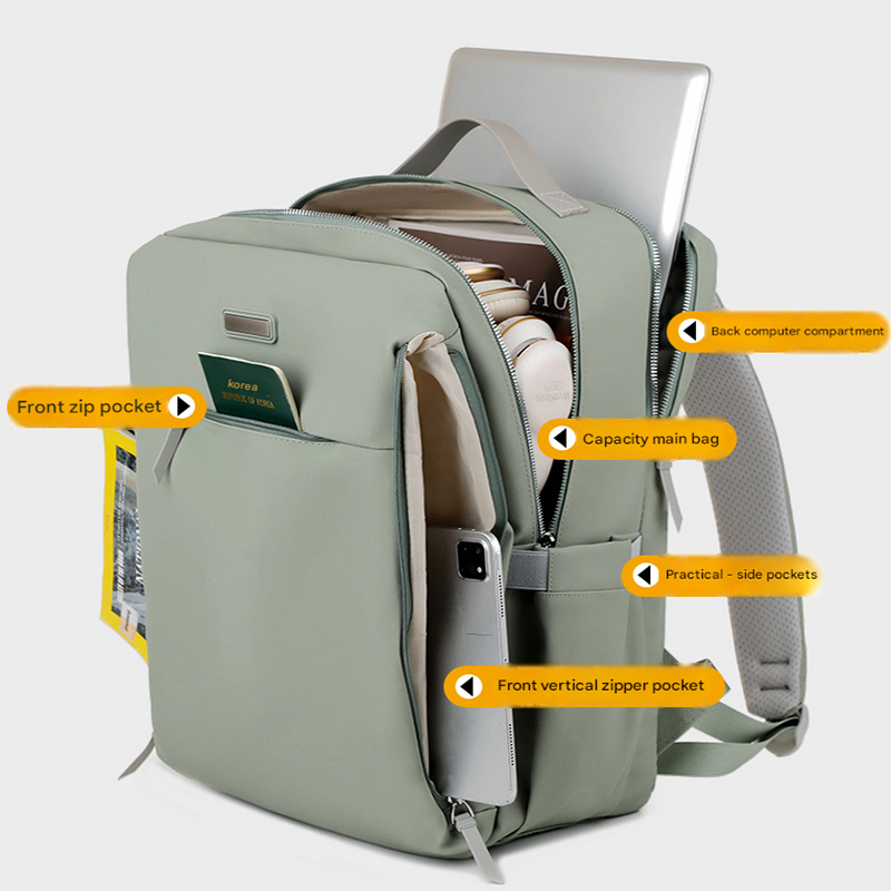 Grey Large Capacity Airbag Backpack Multi-Compartment Laptop Backpack Travel Business Bag - Image 6