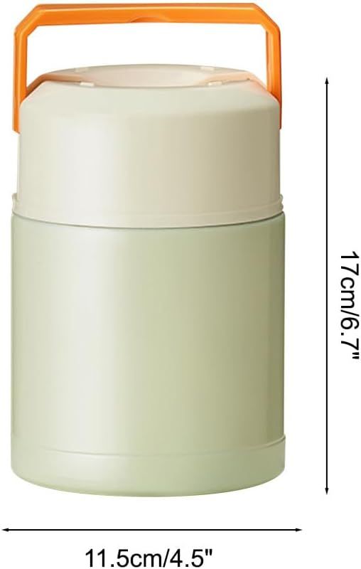 Green 800ml Stainless Steel Thermal Stew Jar Portable Insulated Lunch Pot with Handle – Vacuum Insulated Soup Container(Retractable style) - Image 7