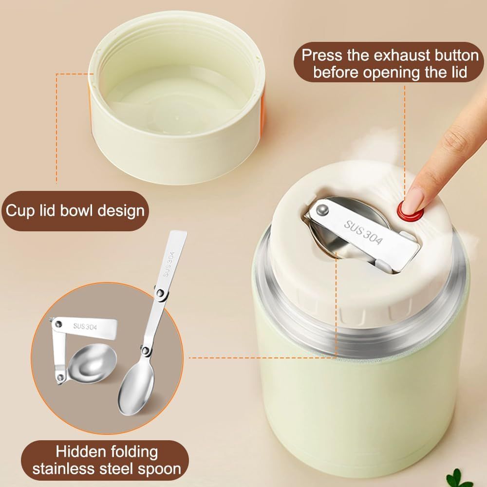 Blue 800ml Stainless Steel Thermal Stew Jar Portable Insulated Lunch Pot with Handle – Vacuum Insulated Soup Container(Retractable style) - Image 2