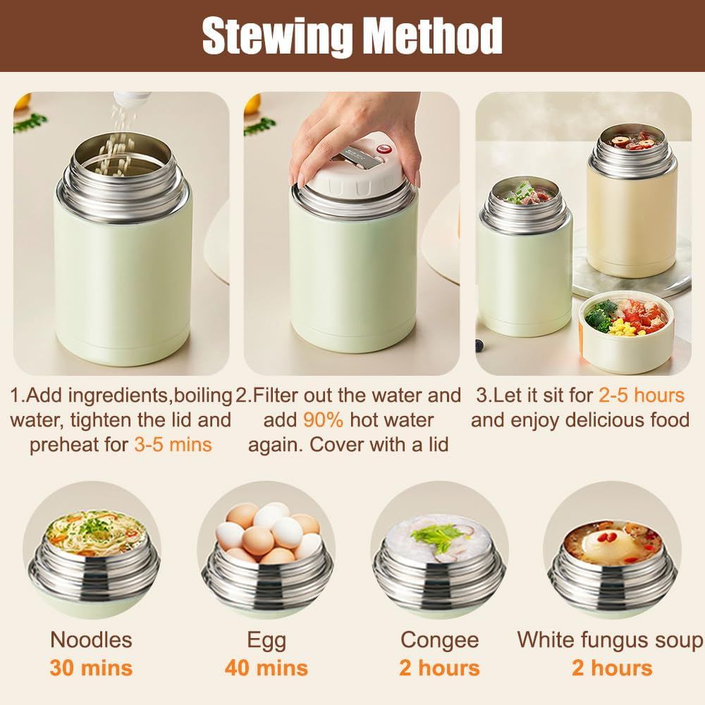 Blue 800ml Stainless Steel Thermal Stew Jar Portable Insulated Lunch Pot with Handle – Vacuum Insulated Soup Container(Retractable style) - Image 5