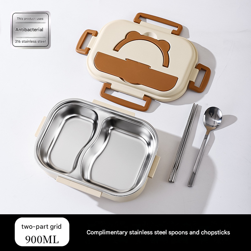 2 Grids 316 Stainless Steel Insulated Lunch Box with Compartments Large Capacity Bento Box with Insulated Bag - Image 1