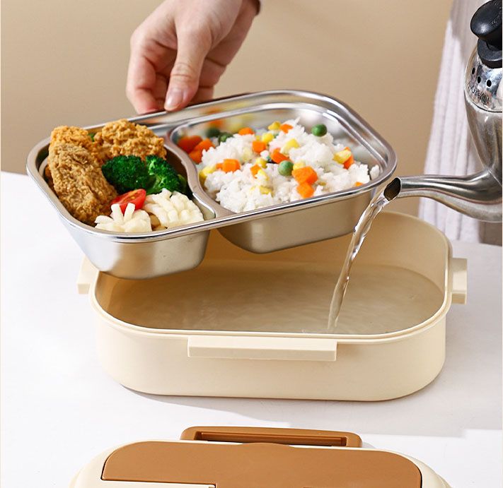 2 Grids 316 Stainless Steel Insulated Lunch Box with Compartments Large Capacity Bento Box with Insulated Bag - Image 6