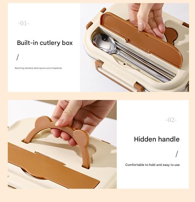 2 Grids 316 Stainless Steel Insulated Lunch Box with Compartments Large Capacity Bento Box with Insulated Bag - Image 8