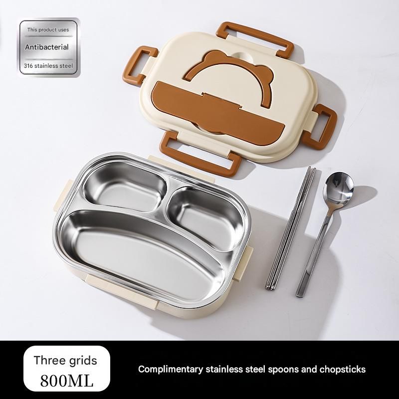 3 Grids 316 Stainless Steel Insulated Lunch Box with Compartments Large Capacity Bento Box with Insulated Bag - Image 1