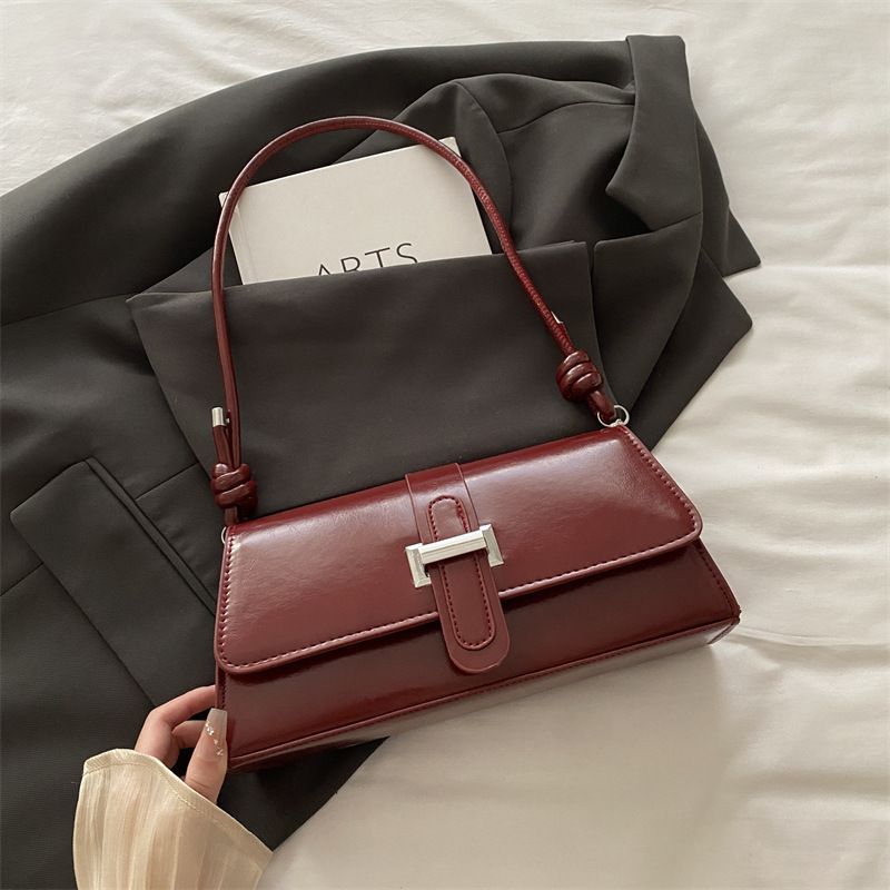 Red French Chic Baguette Shoulder Bag Women’s Minimalist Crossbody Bag with Premium Feel - Image 1