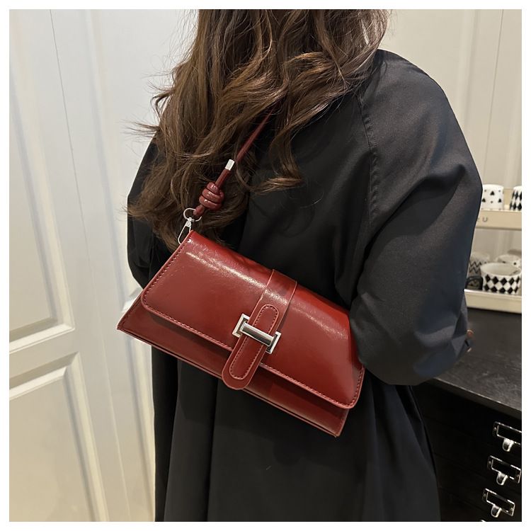 Red French Chic Baguette Shoulder Bag Women’s Minimalist Crossbody Bag with Premium Feel - Image 7