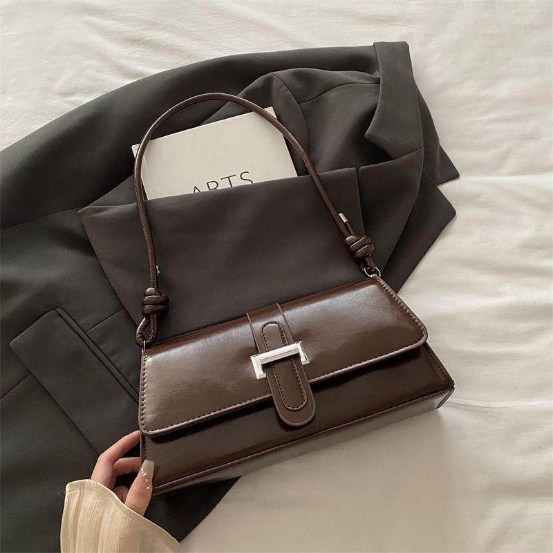 Coffee color French Chic Baguette Shoulder Bag Women’s Minimalist Crossbody Bag with Premium Feel - Image 1