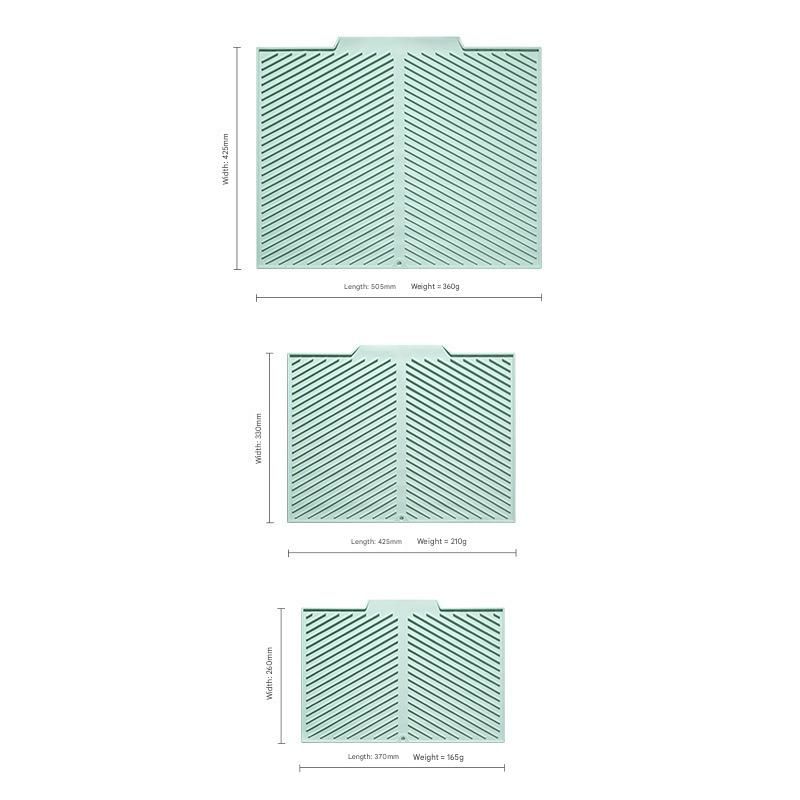 3-Piece Beige Silicone Draining Mat Set Kitchen Counter Protector Heat-Resistant Non-Slip Mats Large Medium Small - Image 6