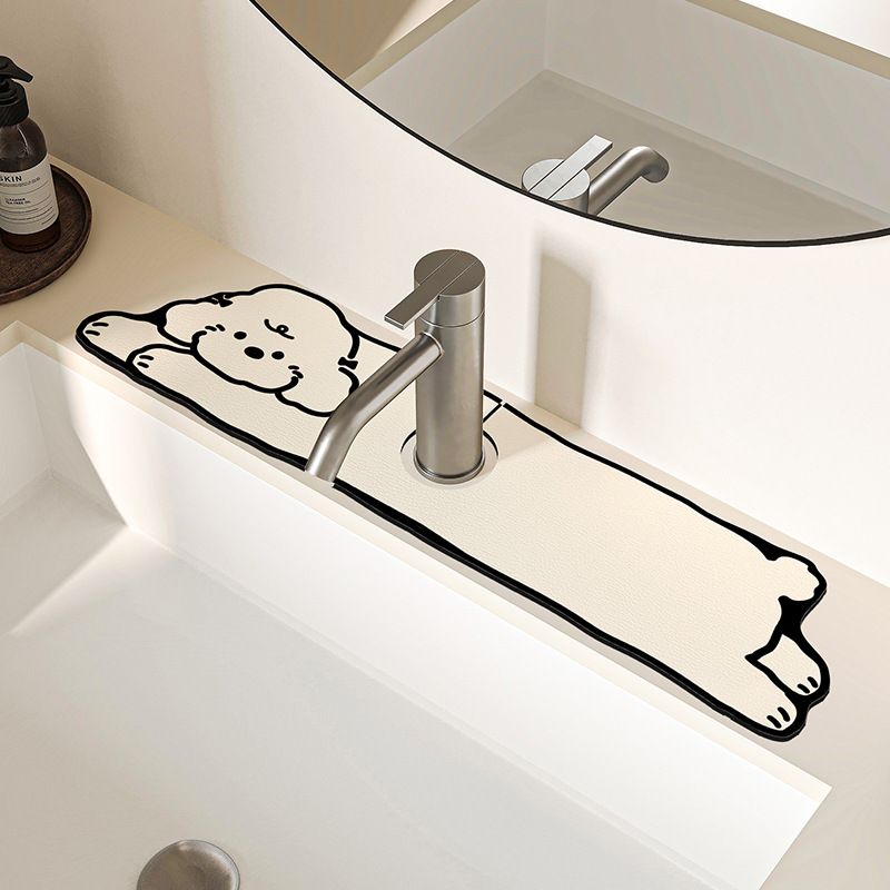 2-Piece Faucet Draining Mat Set Absorbent Sink Splash Guard Quick Dry Counter Mat 10x61cm(Milk-Loving Dog) - Image 1
