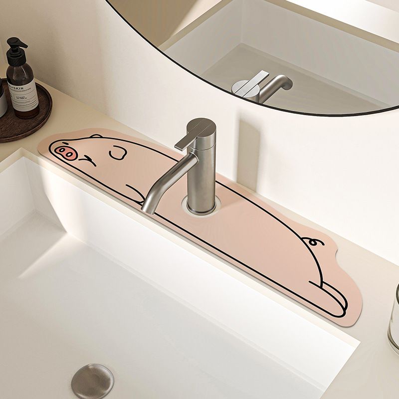 2-Piece Faucet Draining Mat Set Absorbent Sink Splash Guard Quick Dry Counter Mat 10x61cm(pig) - Image 1