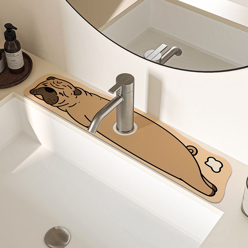 2-Piece Faucet Draining Mat Set Absorbent Sink Splash Guard Quick Dry Counter Mat 10x61cm(Pug) - Image 1