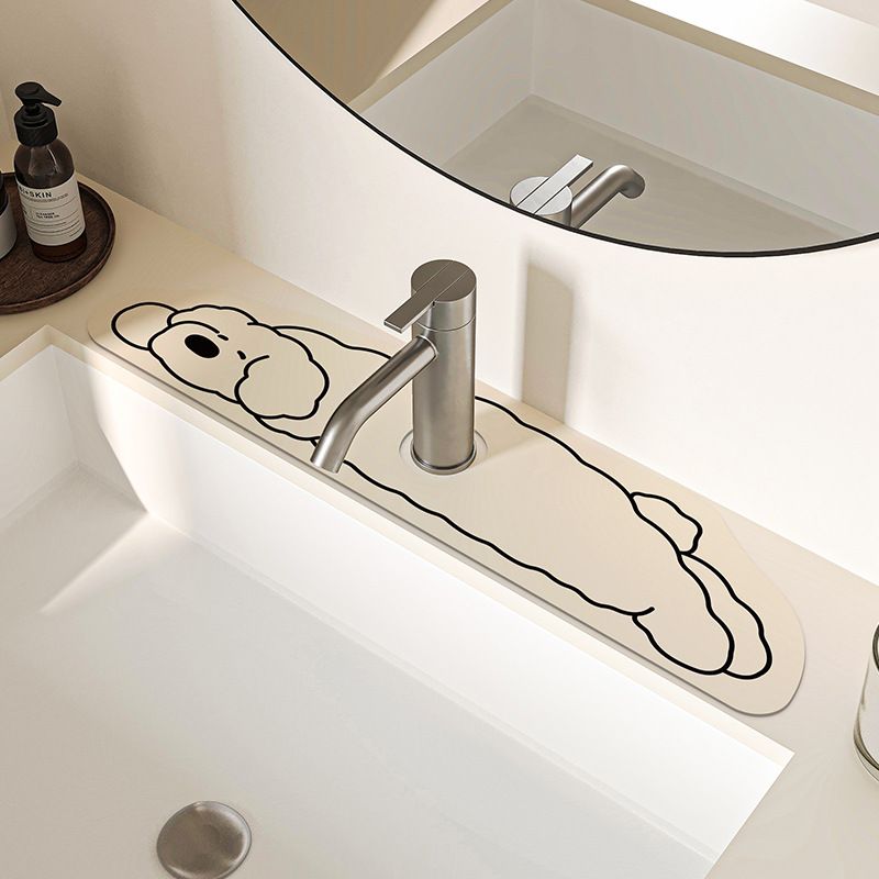 2-Piece Faucet Draining Mat Set Absorbent Sink Splash Guard Quick Dry Counter Mat 10x61cm(Long-legged puppy) - Image 1