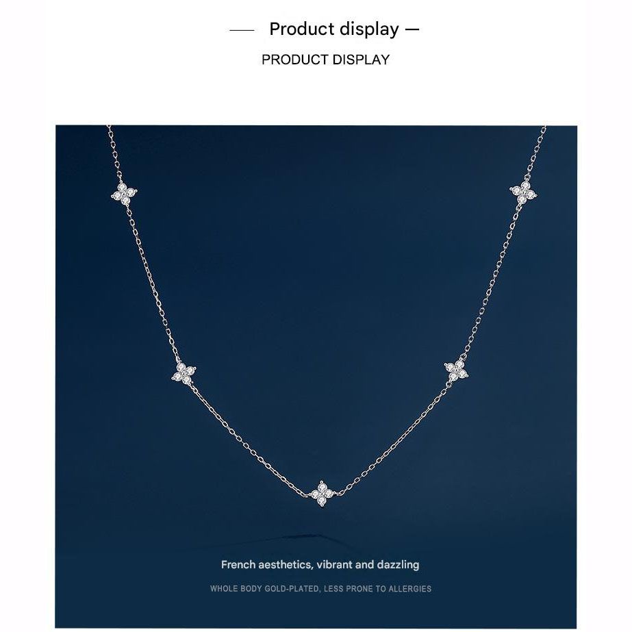 Gold Lucky Four Leaf Clover Necklace Women Delicate Clavicle Chain Sparkling Zirconia Charm Necklace Gift for Her - Image 4