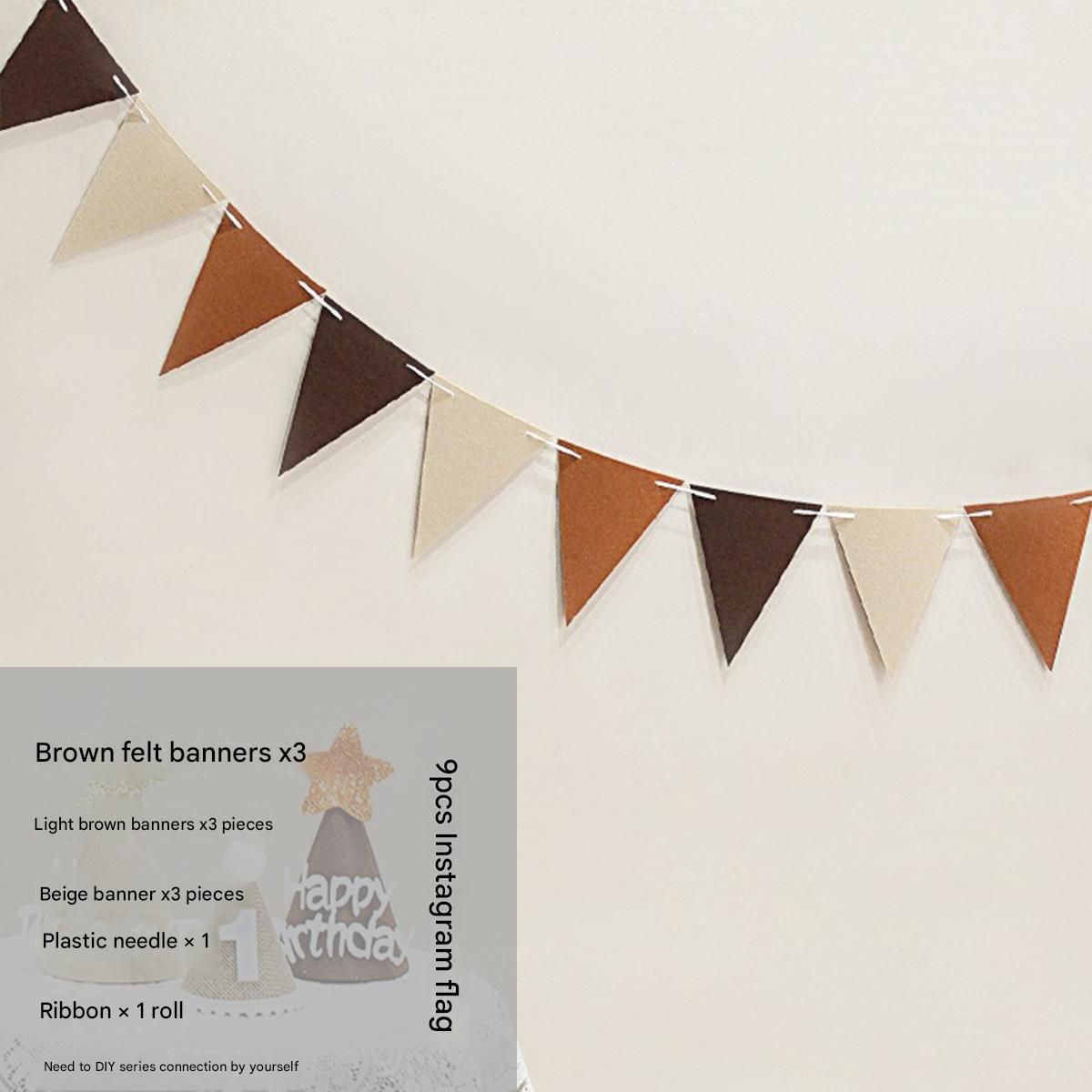 Felt Birthday Banner Set with Interchangeable Numbers 0-9 Pom Pom Garland Pennant Flags Happy Birthday Decoration - Image 2