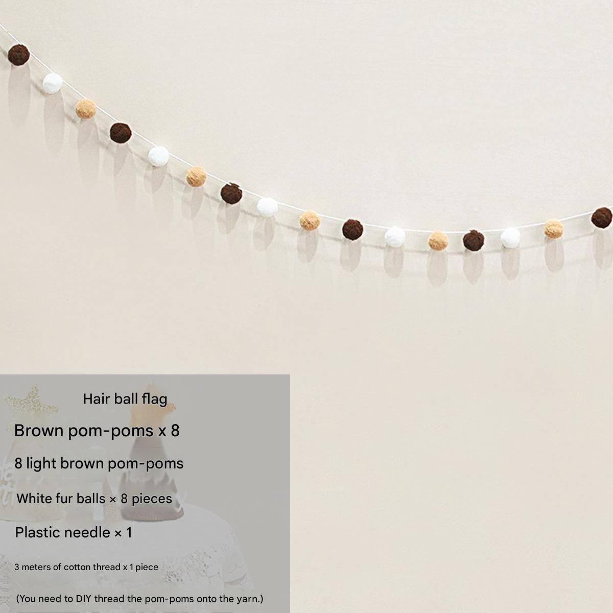 Felt Birthday Banner Set with Interchangeable Numbers 0-9 Pom Pom Garland Pennant Flags Happy Birthday Decoration - Image 3