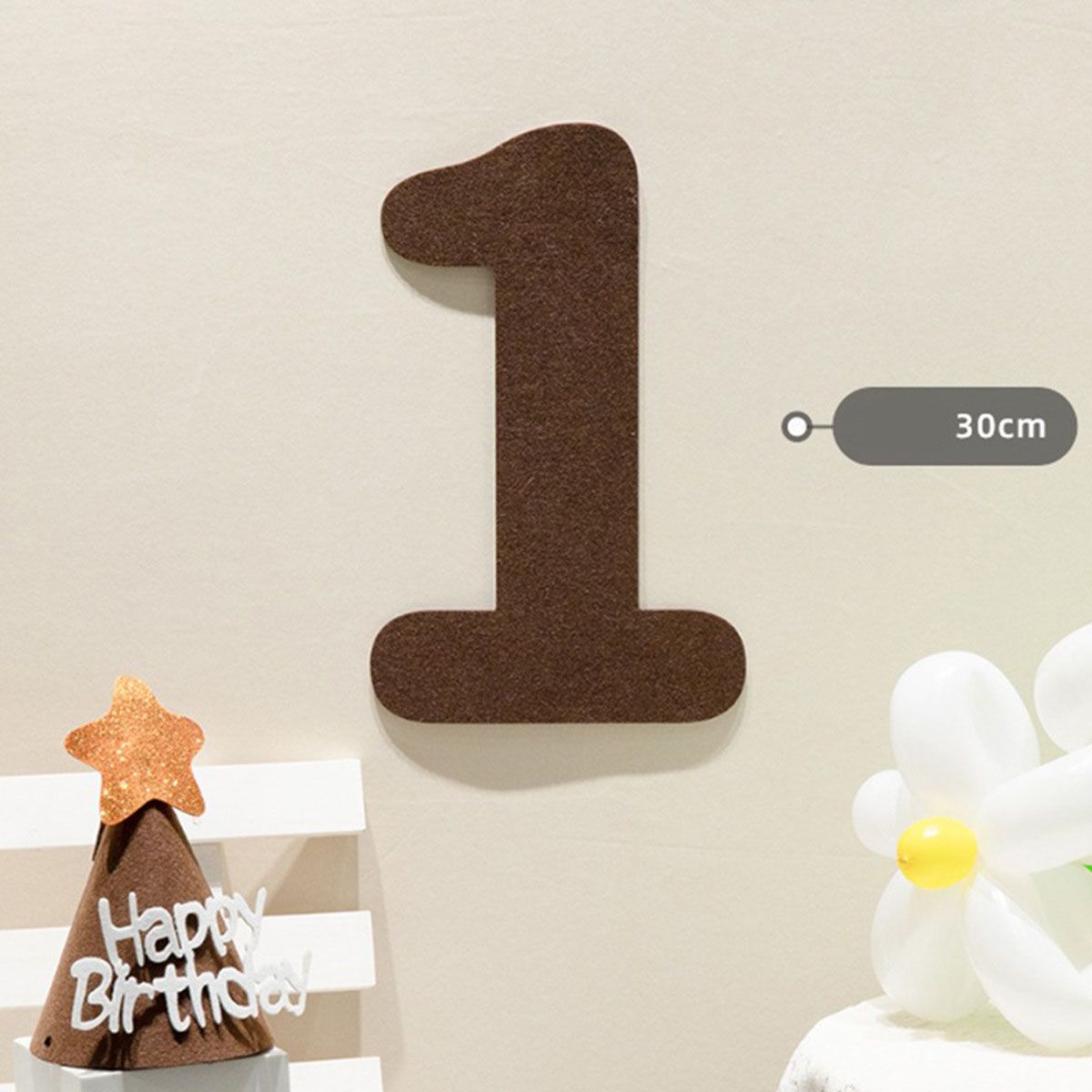 Felt Birthday Banner Set with Interchangeable Numbers 0-9 Pom Pom Garland Pennant Flags Happy Birthday Decoration - Image 5