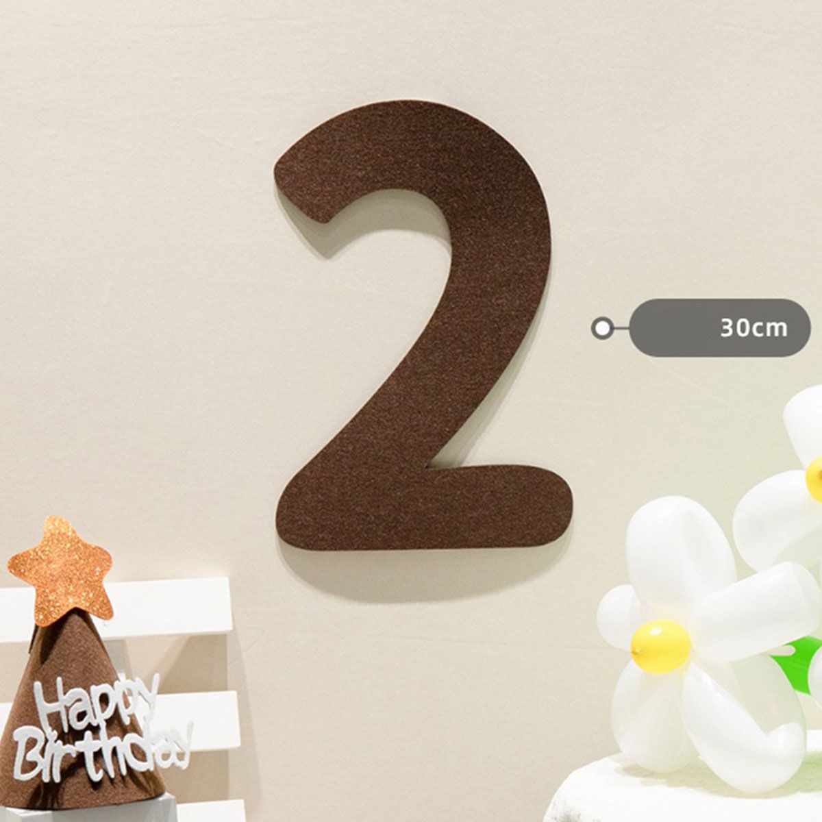 Felt Birthday Banner Set with Interchangeable Numbers 0-9 Pom Pom Garland Pennant Flags Happy Birthday Decoration - Image 6