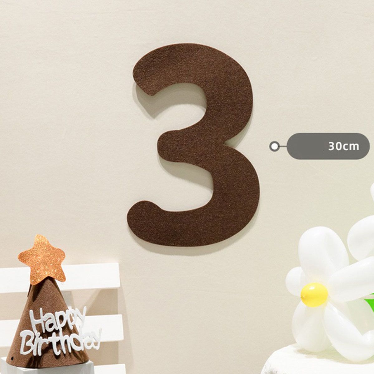 Felt Birthday Banner Set with Interchangeable Numbers 0-9 Pom Pom Garland Pennant Flags Happy Birthday Decoration - Image 7