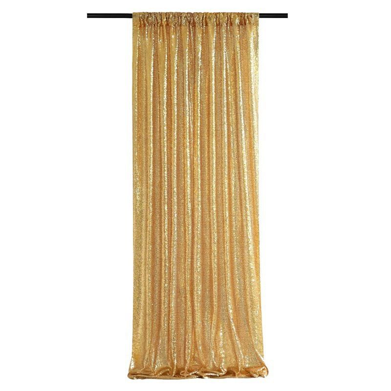 Gold Sequin Backdrop Curtain Party Wedding Photo Booth Background Panel 8FT x 2FT - Image 1
