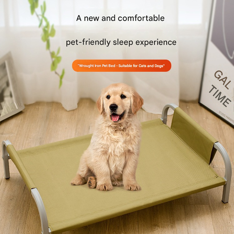 Green Raised Pet Bed for Medium Dogs Cats Elevated Breathable Dog Cot Washable Anti-Moisture Pet Cot 50x40x20cm - Image 2